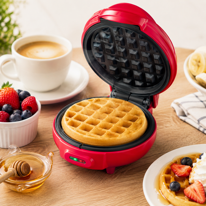 Maquina Mini  Para Hacer Waffle Roja